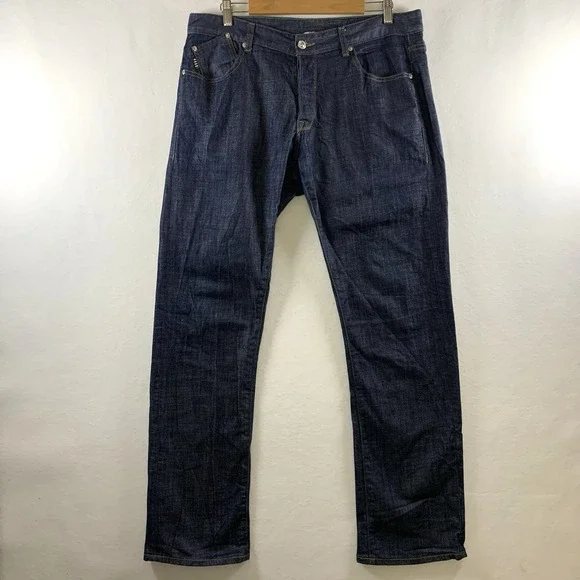 Five Four x Mark McNairy Mens Designer Jeans 34 Dark Straight Leg Streetwear - Picture 3 of 14